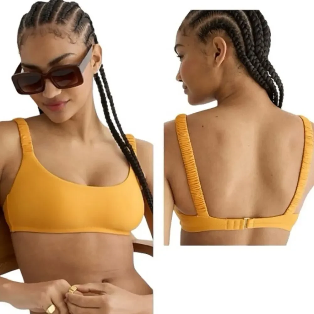 NEW J. Crew Scrunchie-strap Square Neck Bikini Top, Black, Women's XXS BM431 $72